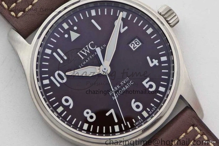 MIROTIME 1226 HighQuality Mark XVIII IW327010 SS M+F 1:1 Best Edition Brown Dial on Brown Leather Strap A 7049